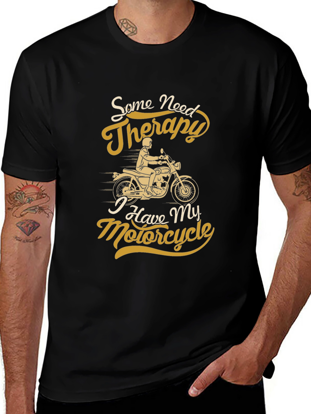 Motorcycle Therapy Graphic Tee - Black
