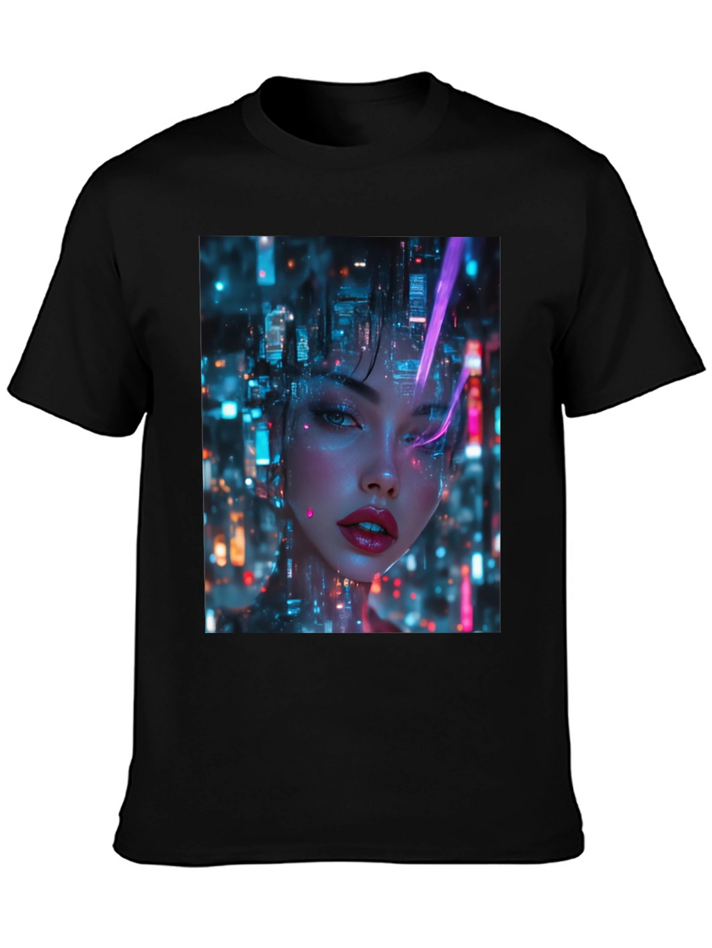 Cyberpunk Girl Black T-Shirt