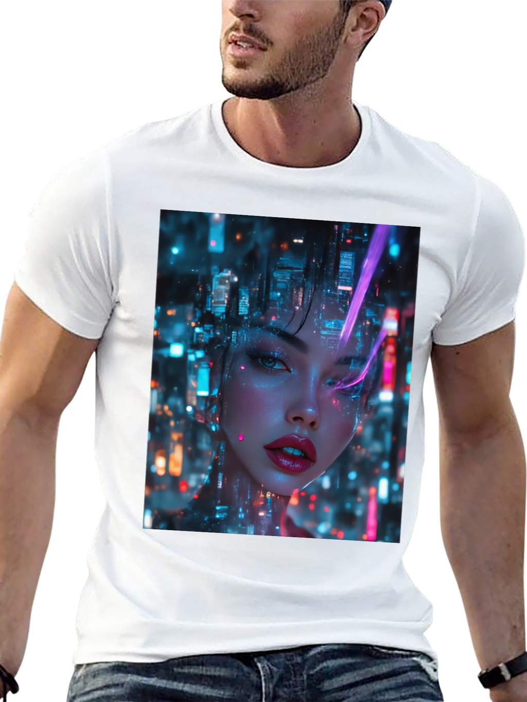 Cyberpunk Girl Black T-Shirt
