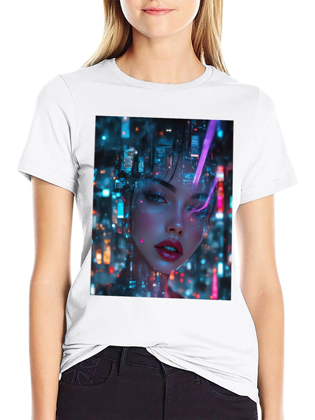 Cyberpunk Girl Black T-Shirt