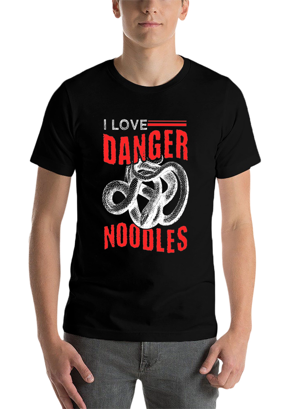 I Love Danger Noodles T-Shirt - Snake Graphic Tee