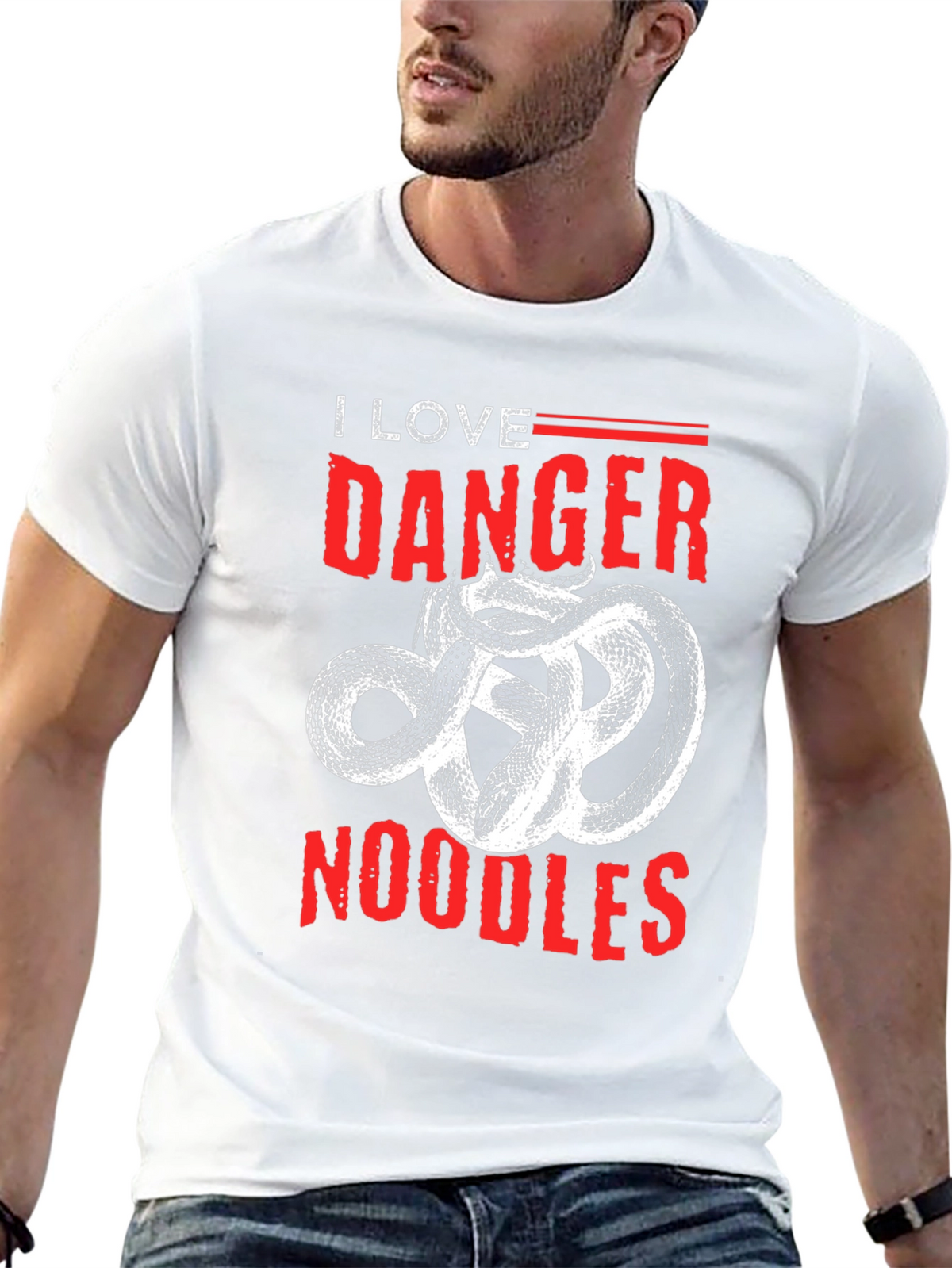I Love Danger Noodles T-Shirt - Snake Graphic Tee