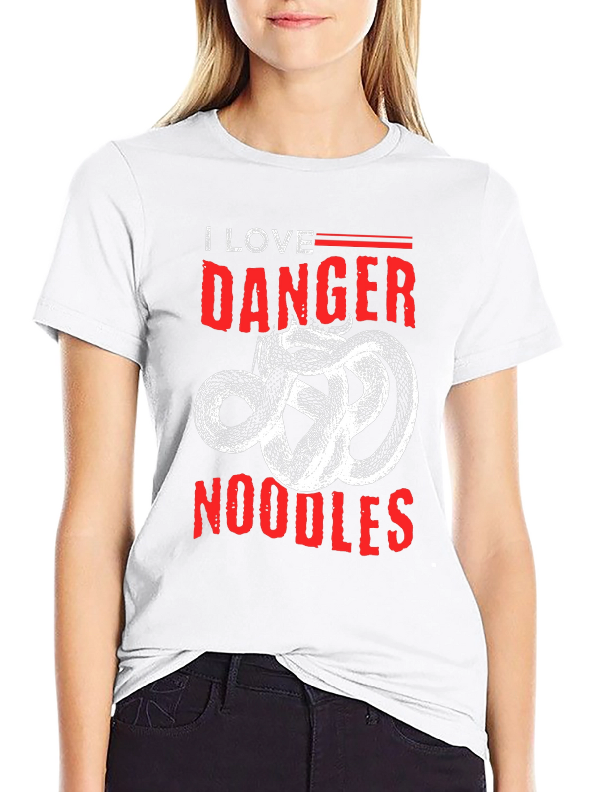 I Love Danger Noodles T-Shirt - Snake Graphic Tee