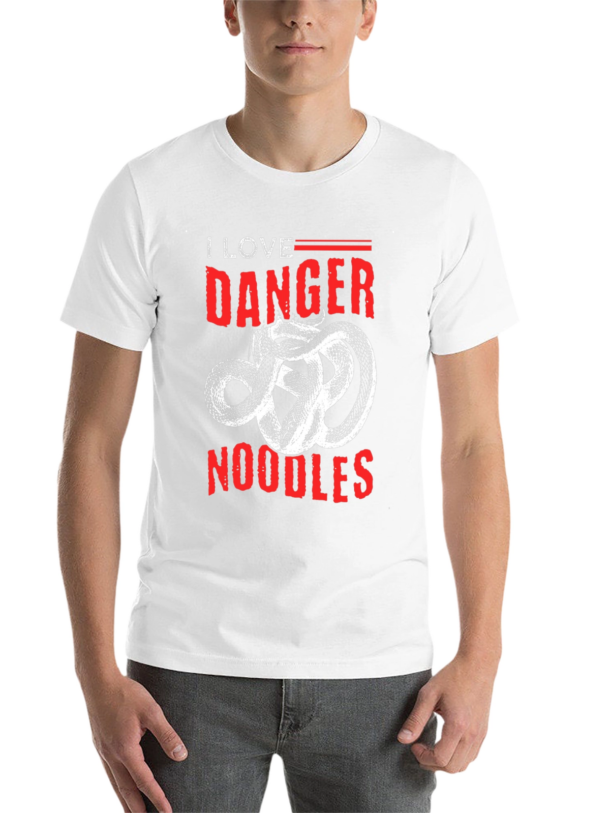 I Love Danger Noodles T-Shirt - Snake Graphic Tee
