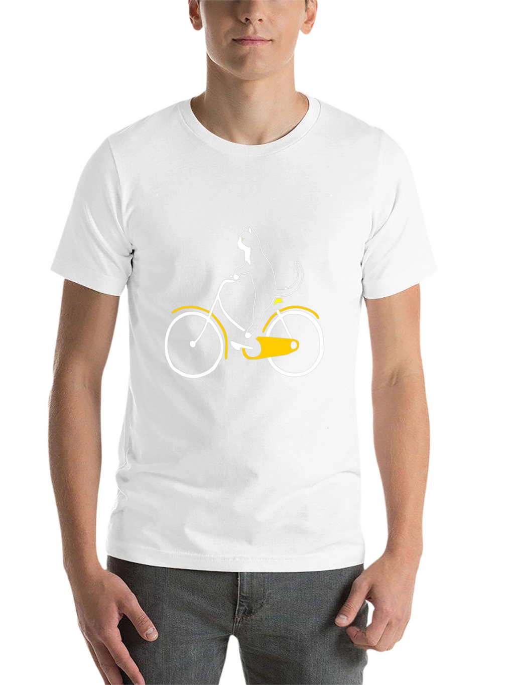 Cat on Bike Graphic Tee - Black Cotton T-Shirt