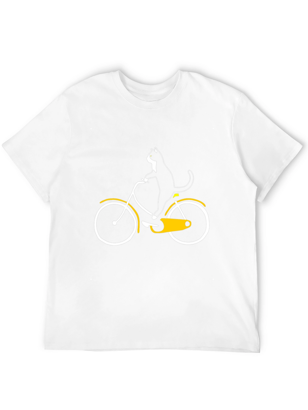 Cat on Bike Graphic Tee - Black Cotton T-Shirt