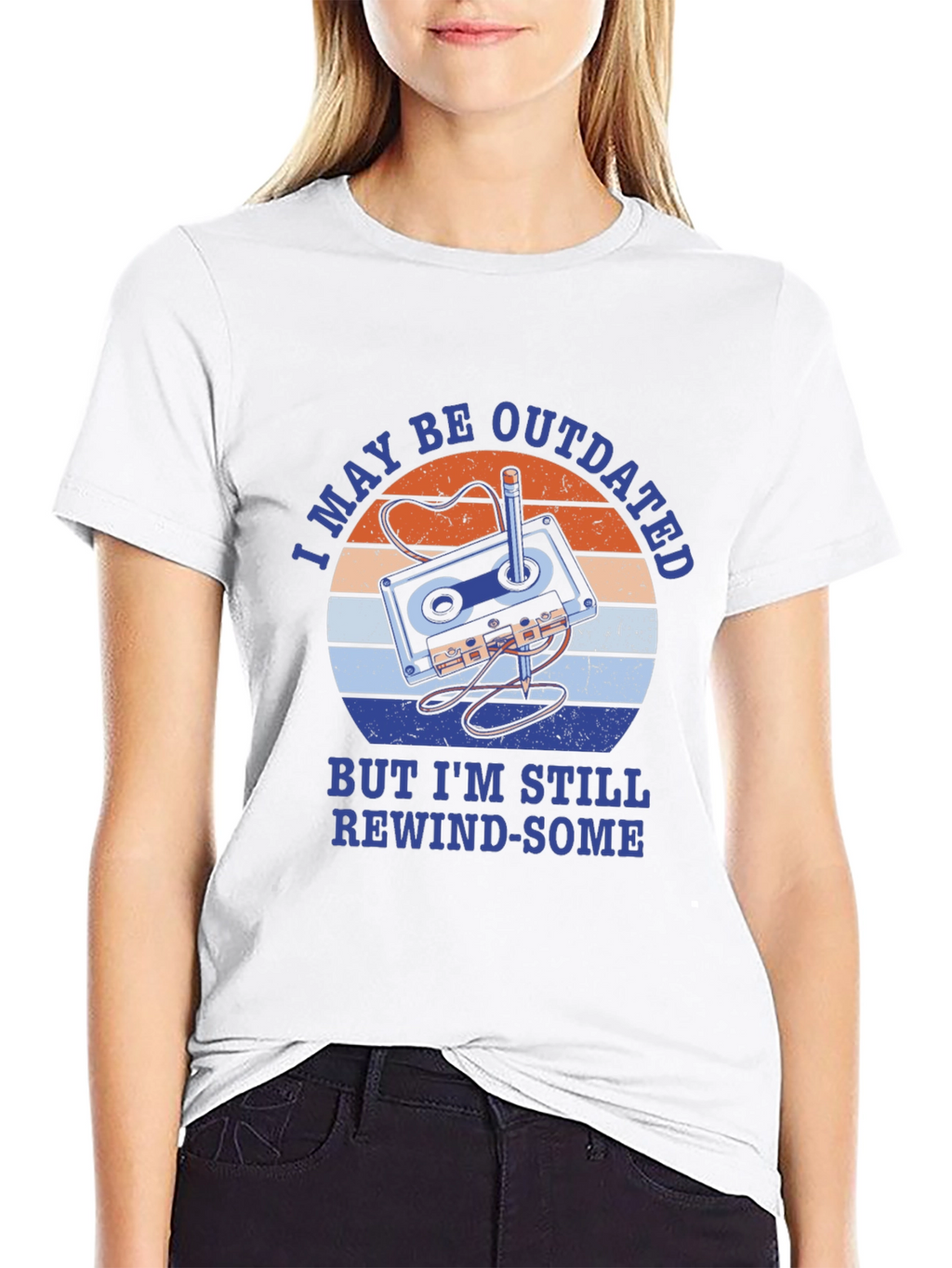 Retro Cassette Tape T-Shirt - Rewind-Some Humor Tee