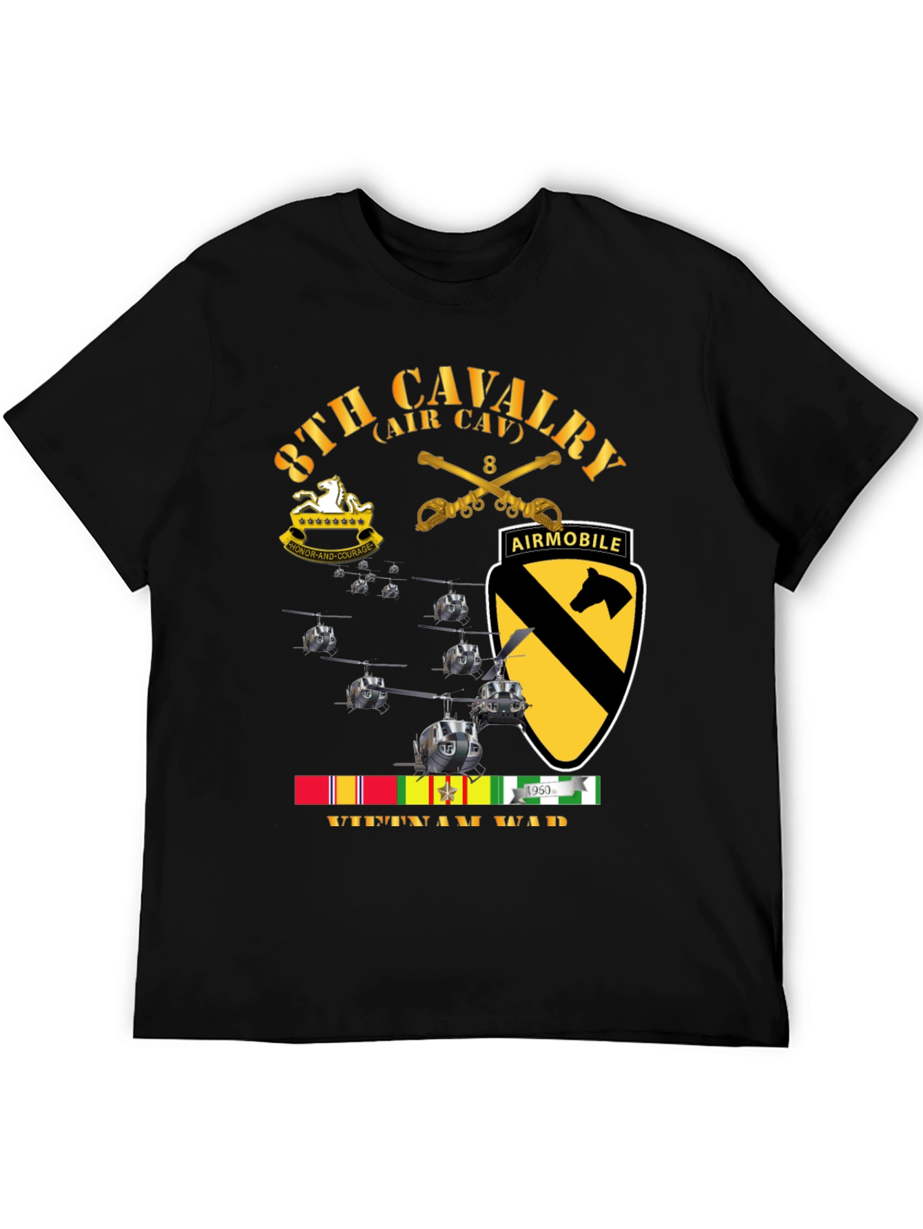 8th Cavalry Vietnam War T-Shirt Air Mobile Tee