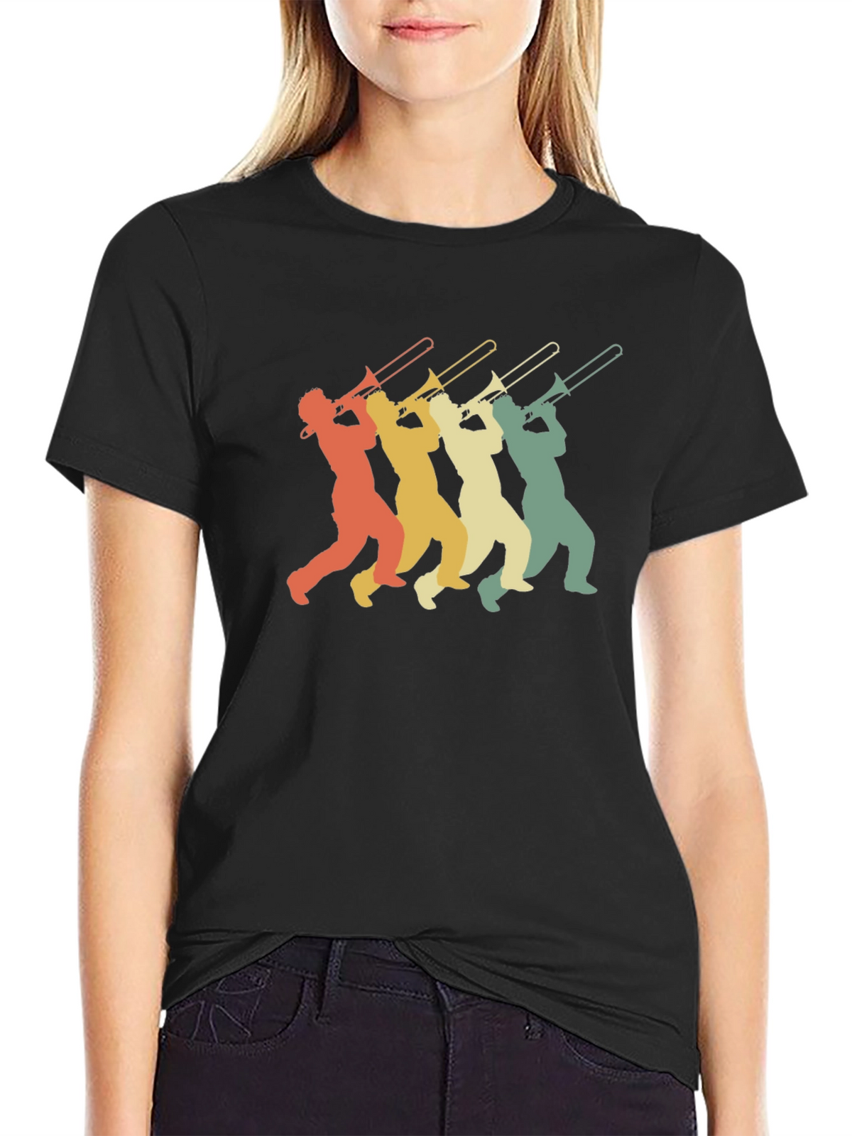 Retro Trombone Player Graphic T-Shirt