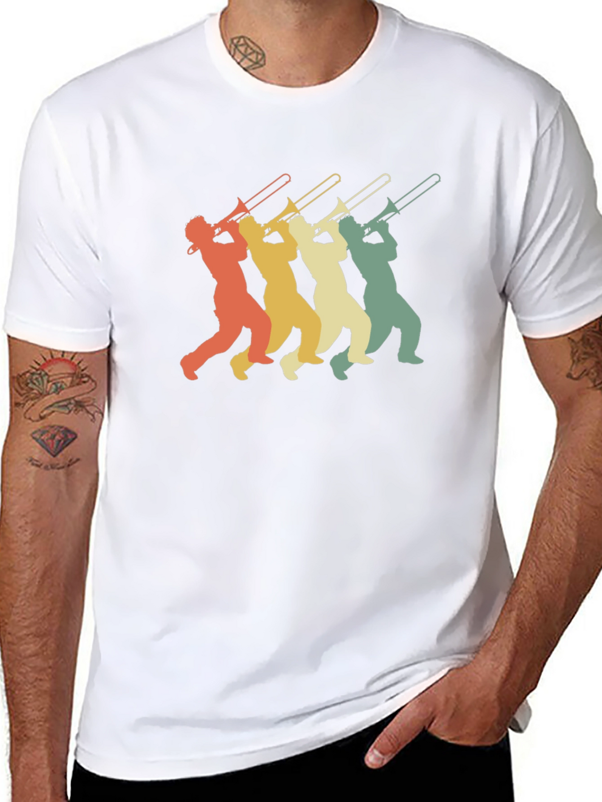 Retro Trombone Player Graphic T-Shirt