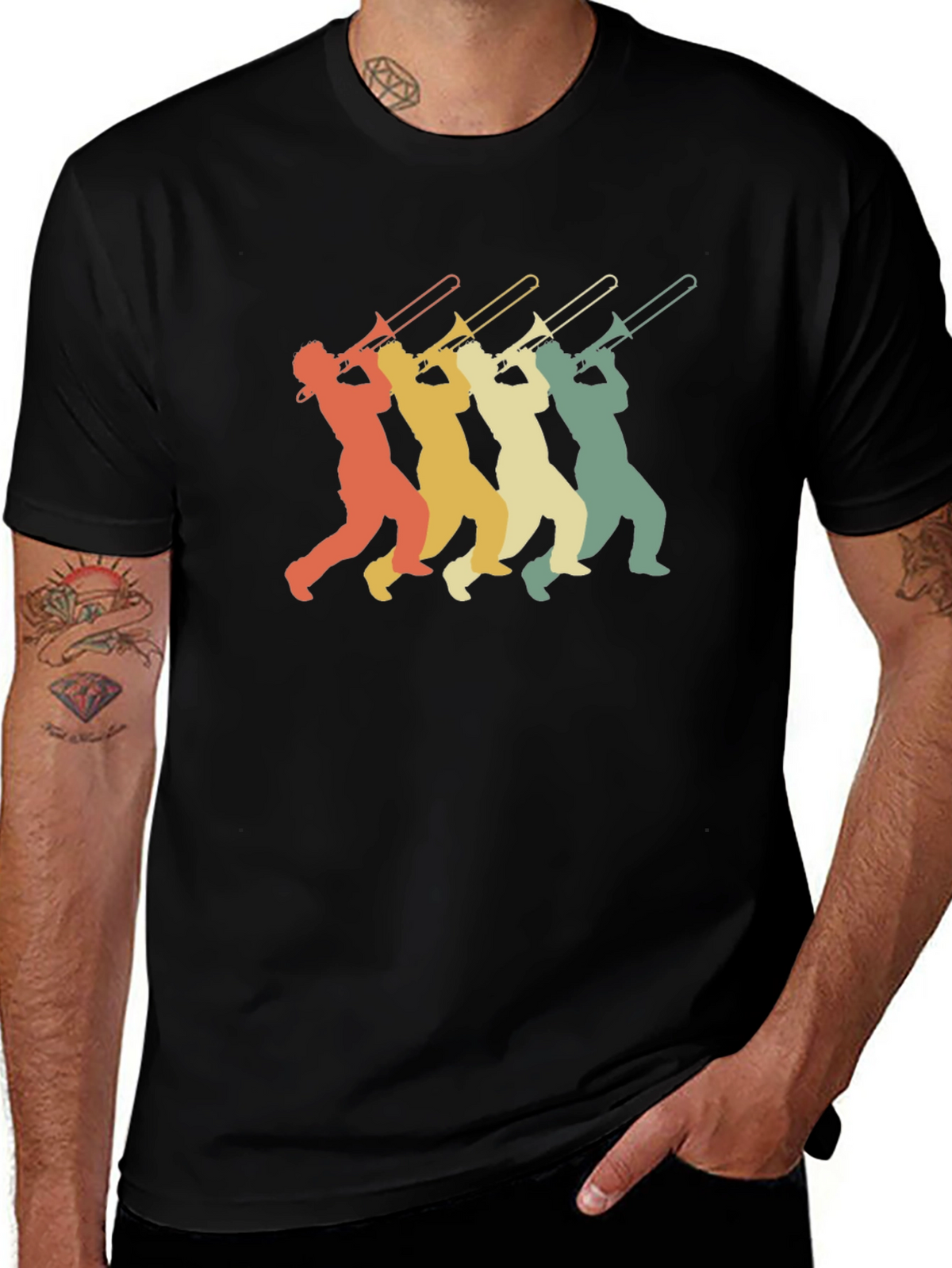 Retro Trombone Player Graphic T-Shirt