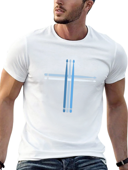 Drumstick Cross Graphic Tee - Black Cotton T-Shirt