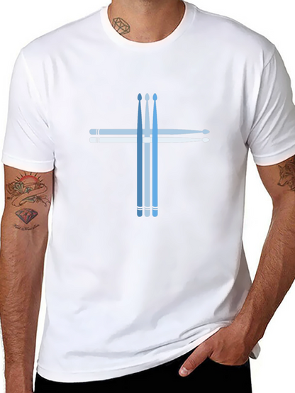 Drumstick Cross Graphic Tee - Black Cotton T-Shirt