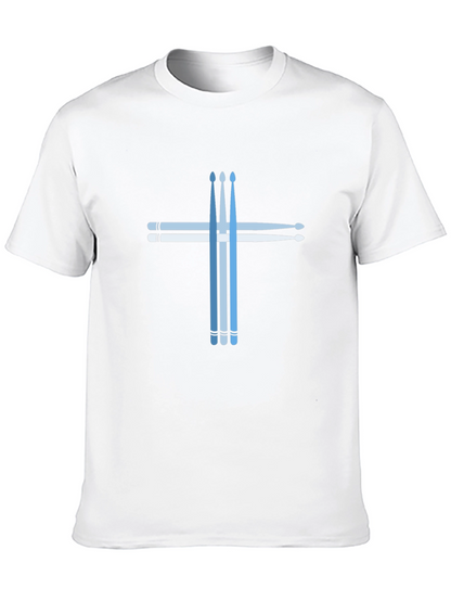 Drumstick Cross Graphic Tee - Black Cotton T-Shirt