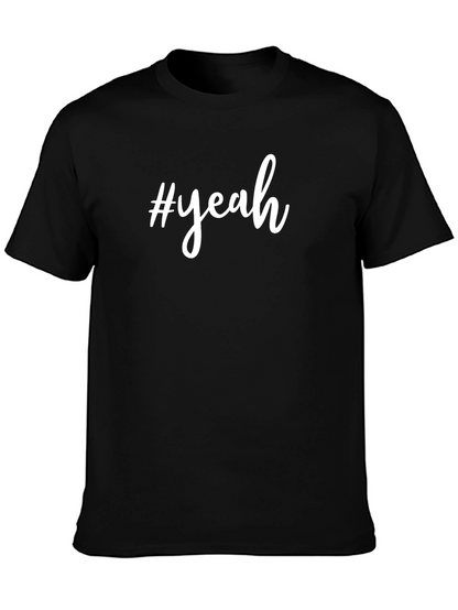 #yeah Black Cotton Graphic Tee - Casual Style