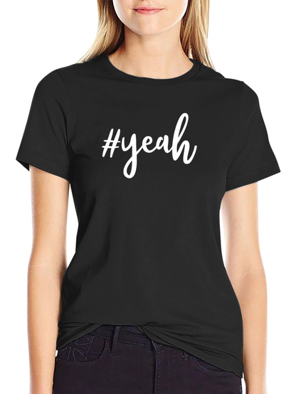 #yeah Black Cotton Graphic Tee - Casual Style
