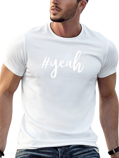 #yeah Black Cotton Graphic Tee - Casual Style