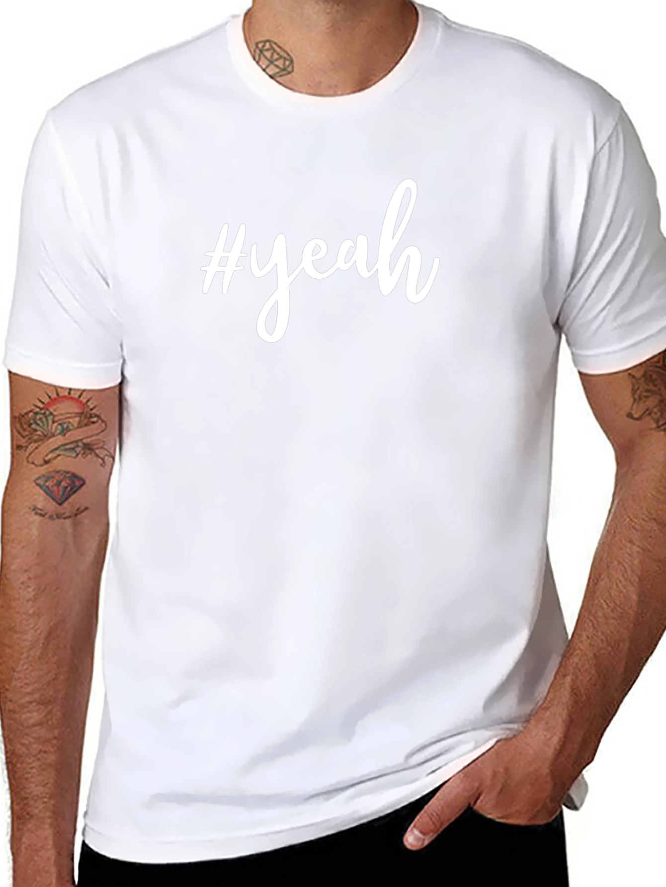 #yeah Black Cotton Graphic Tee - Casual Style