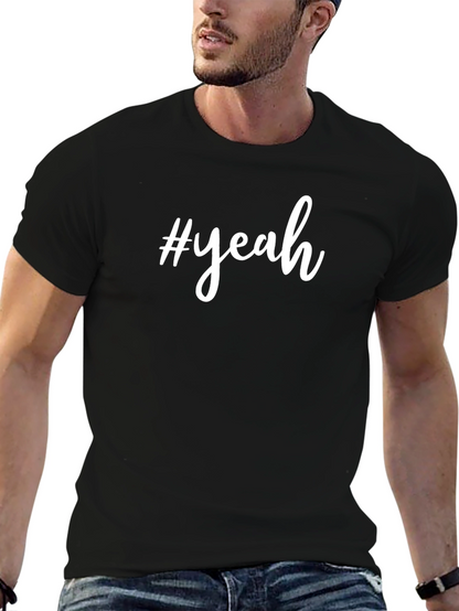 #yeah Black Cotton Graphic Tee - Casual Style