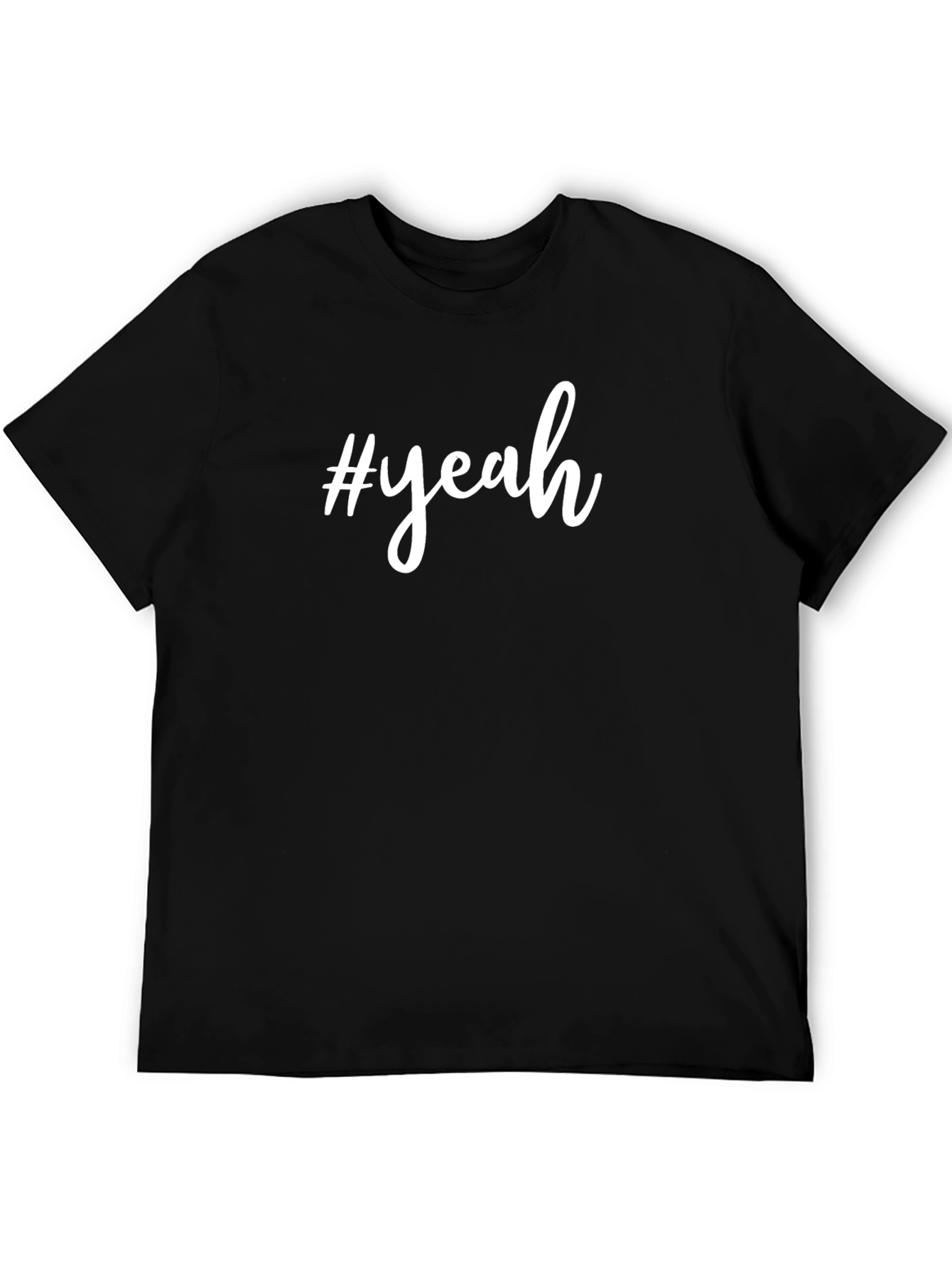 #yeah Black Cotton Graphic Tee - Casual Style