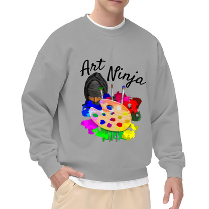 Art Ninja Sweatshirt | Cartoon Painter Palette Graphic Crewneck, Colorful Watercolor Pullover Top, Art Teacher Gift for Artists Creatives