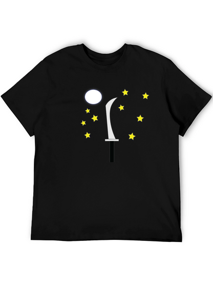 Moon Sword Star Graphic Black T-Shirt