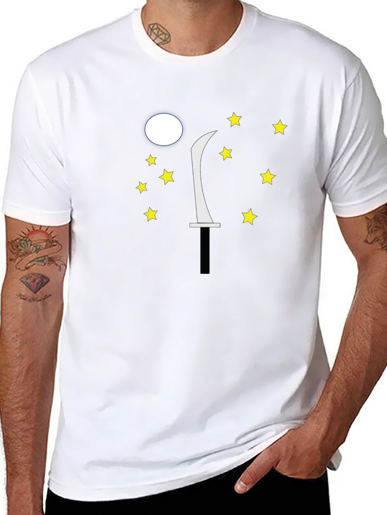 Moon Sword Star Graphic Black T-Shirt