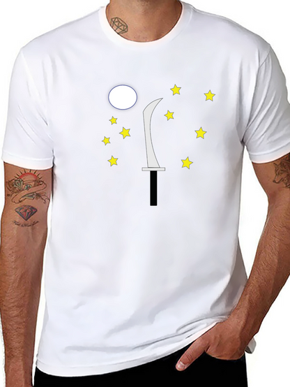 Moon Sword Star Graphic Black T-Shirt