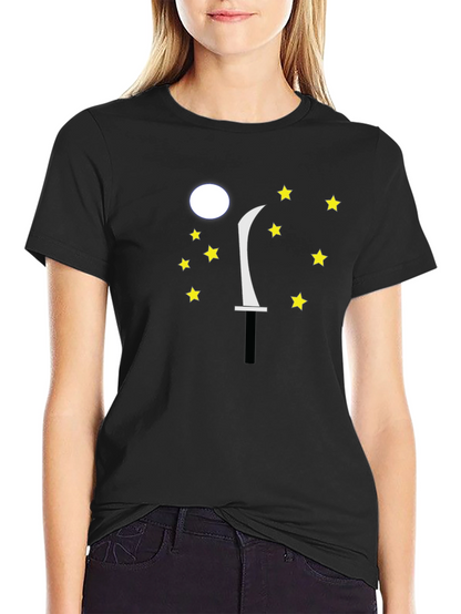 Moon Sword Star Graphic Black T-Shirt