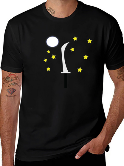 Moon Sword Star Graphic Black T-Shirt