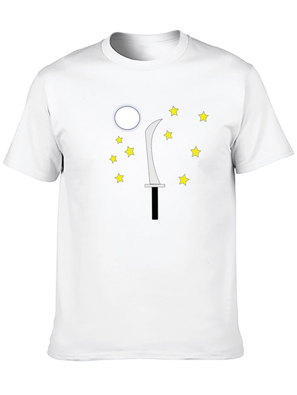 Moon Sword Star Graphic Black T-Shirt
