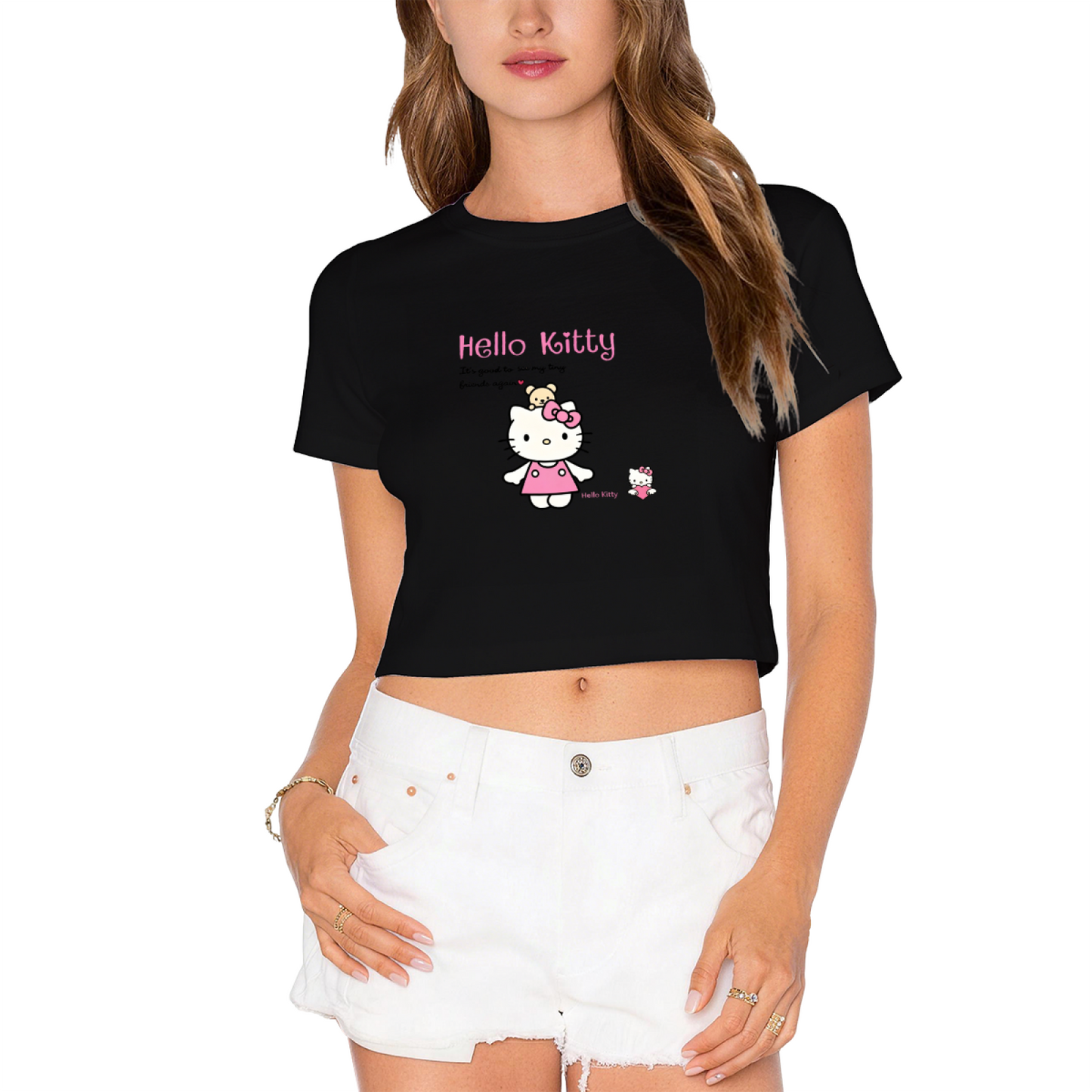 Playful Pochacco Cartoon Print Red Cropped Baby Tee