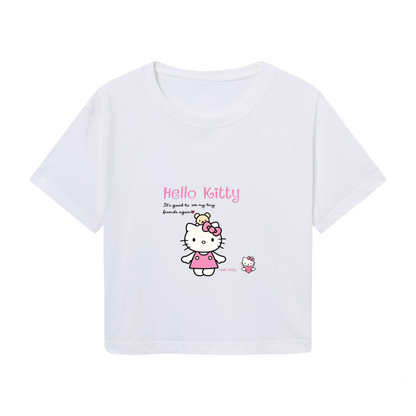 Playful Pochacco Cartoon Print Red Cropped Baby Tee
