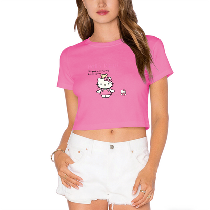 Playful Pochacco Cartoon Print Red Cropped Baby Tee
