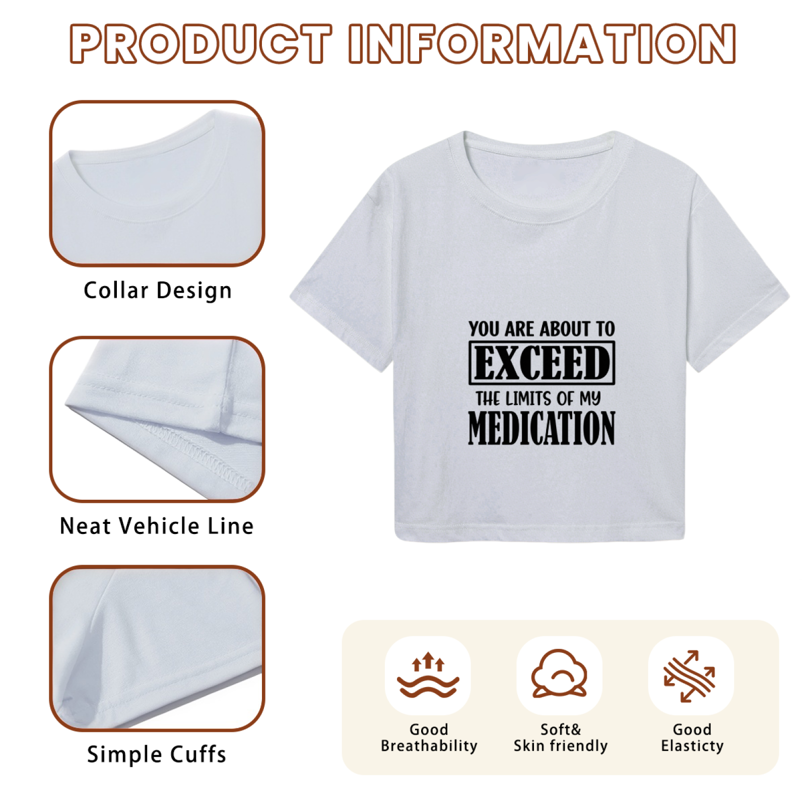 Exceed My Medication Sarcastic Funny Crop Tee