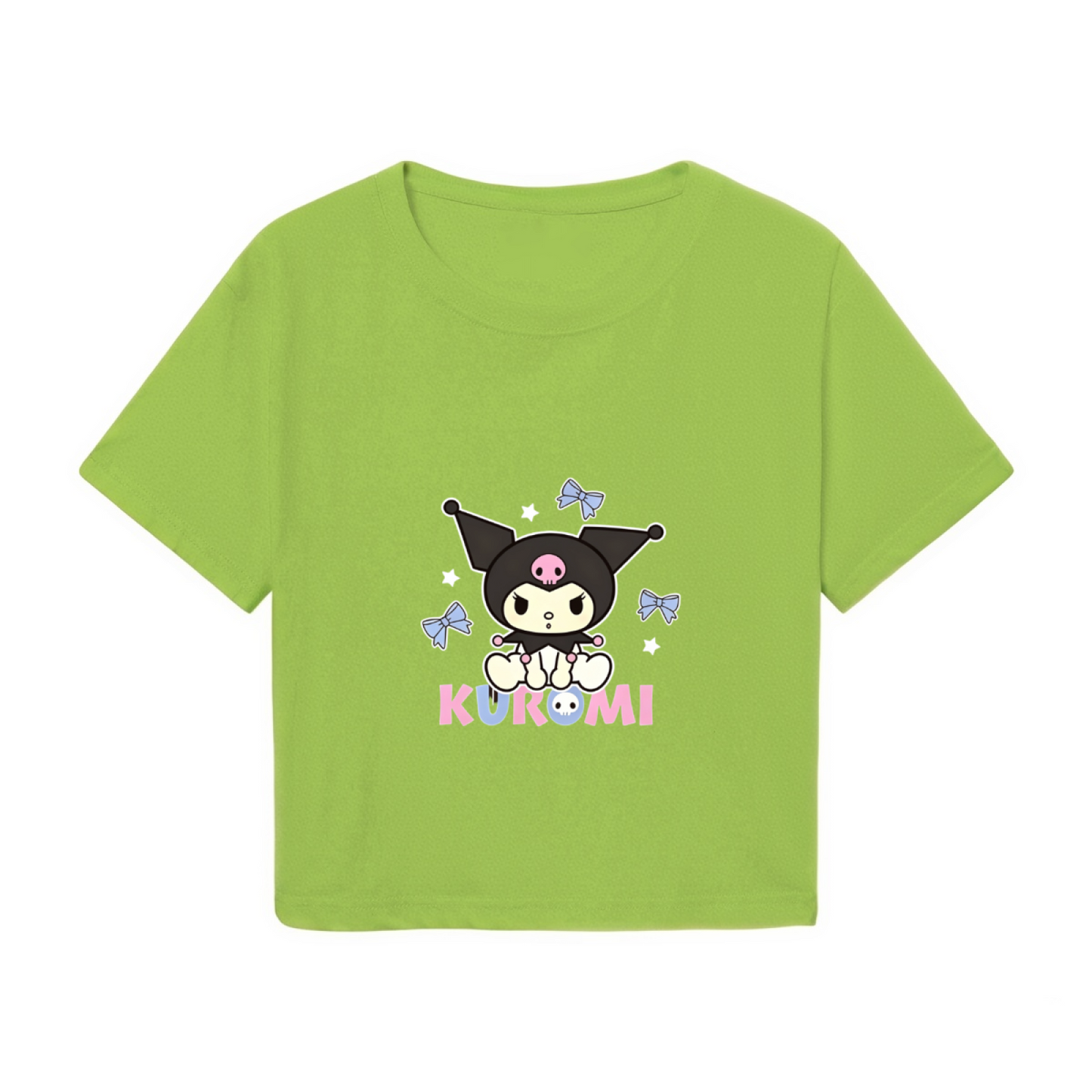 Bow?Decor Kuromi Kawaii Lime Green Cropped Top
