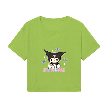 Bow?Decor Kuromi Kawaii Lime Green Cropped Top