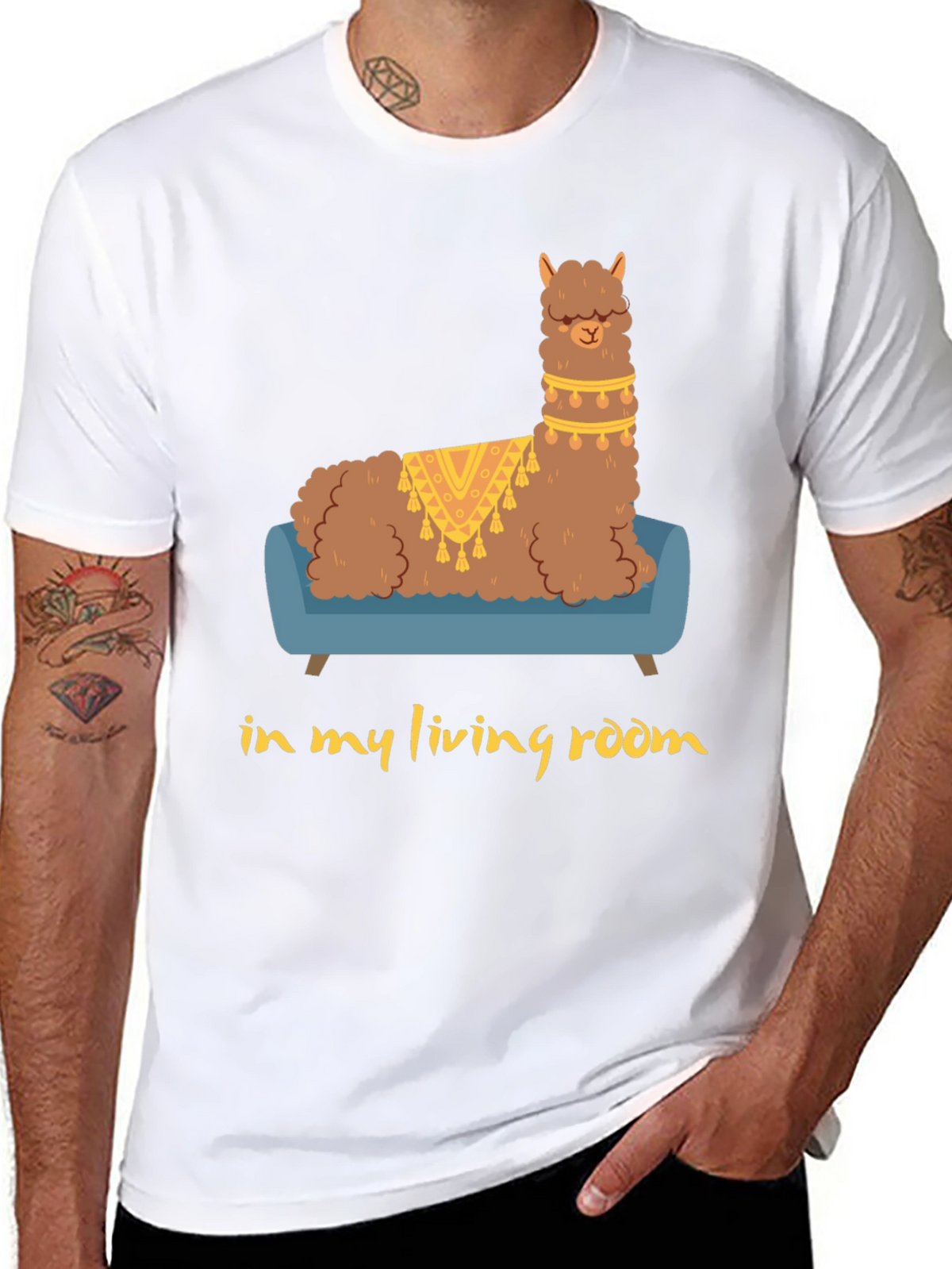 Llama on Couch Graphic Tee