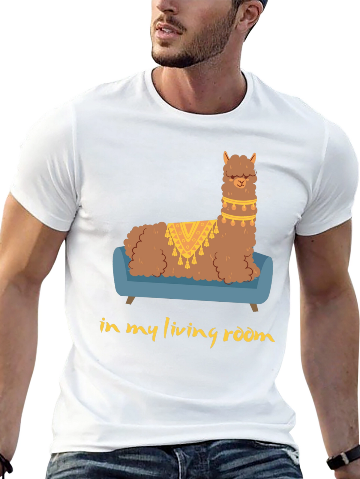 Llama on Couch Graphic Tee