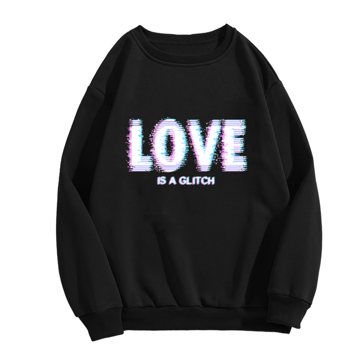 Love Is A Glitch Digital Glitch Art Crewneck Sweatshirt | Chromatic Aberration Cyberpunk Pullover, Edgy Gift