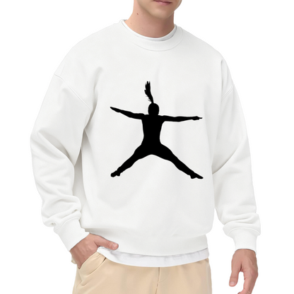 Minimal Dancing Silhouette Crewneck Sweatshirt - Simple Black Figure Art Pullover, Dance Lover Graphic, Motion Top