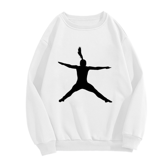 Minimal Dancing Silhouette Crewneck Sweatshirt - Simple Black Figure Art Pullover, Dance Lover Graphic, Motion Top