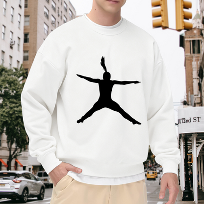 Minimal Dancing Silhouette Crewneck Sweatshirt - Simple Black Figure Art Pullover, Dance Lover Graphic, Motion Top
