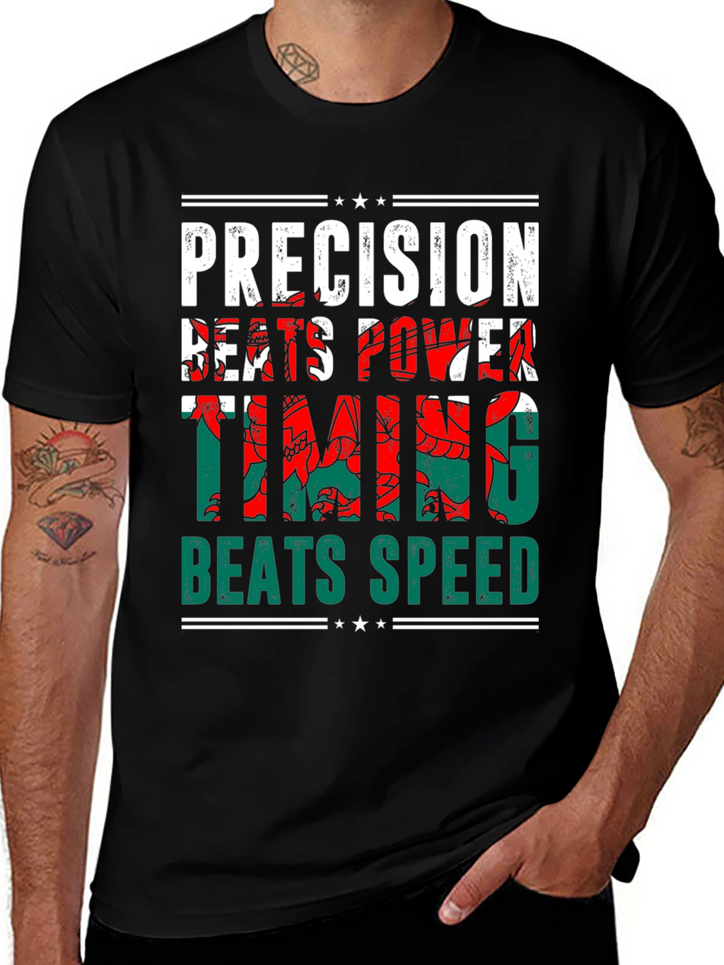Precision Beats Power Timing Beats Speed Welsh Dragon T-Shirt