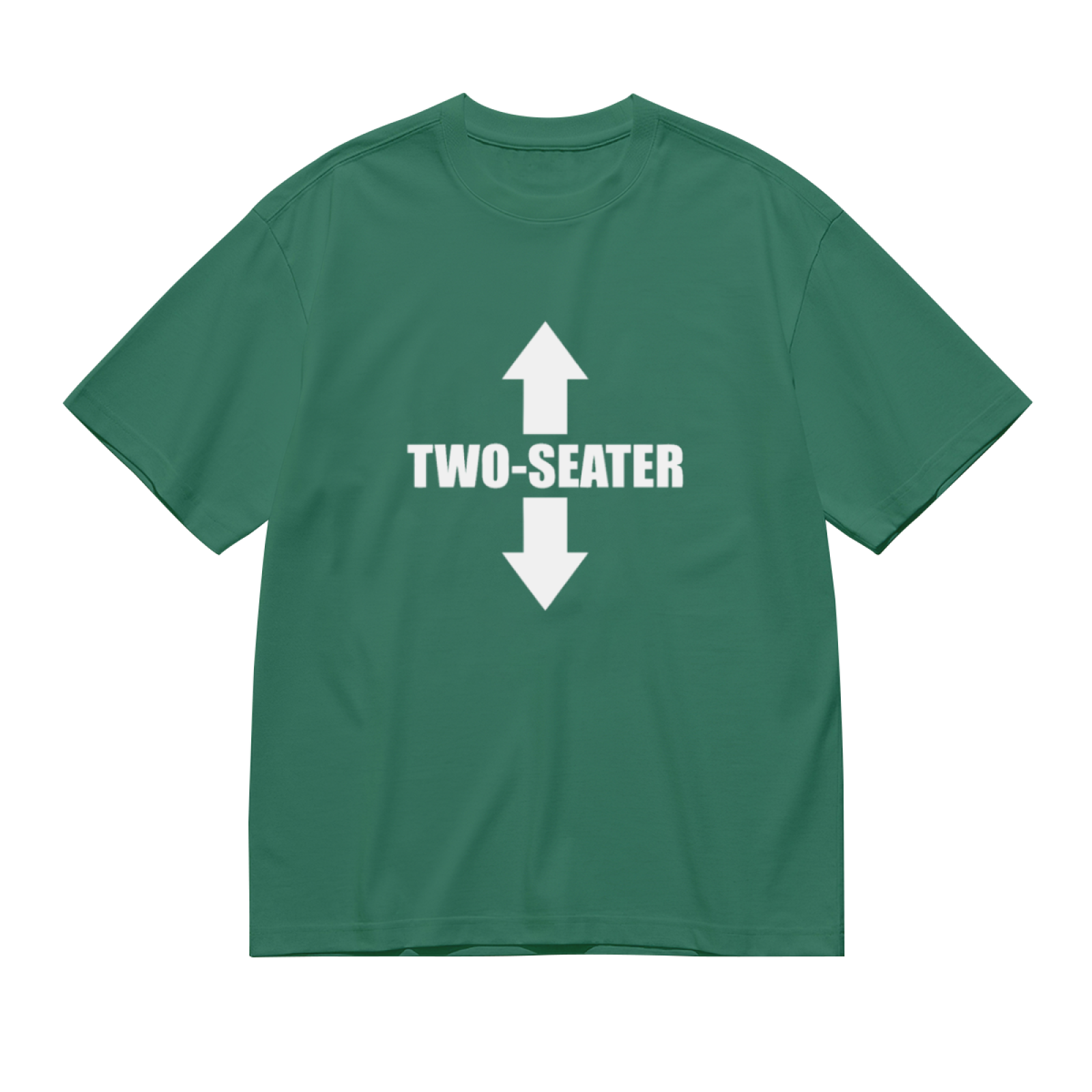 Two-Seater Double Arrow Funny Graphic Green T-Shirt, Unisex Weird Casual Tee