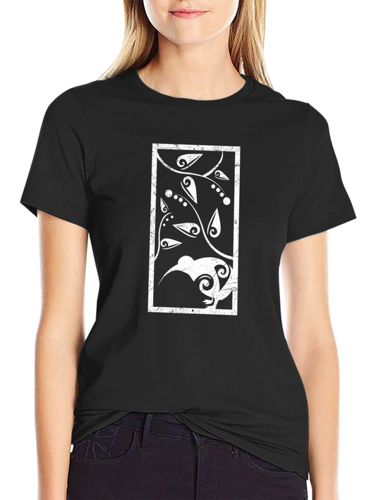Abstract Kiwi Bird Graphic Tee - Black