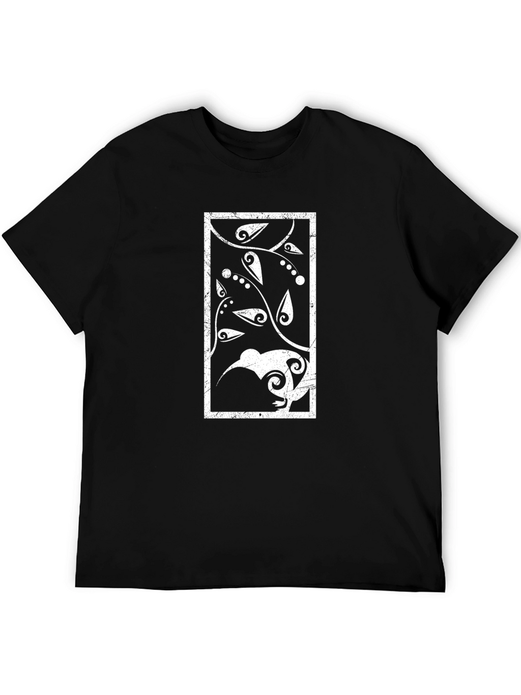 Abstract Kiwi Bird Graphic Tee - Black