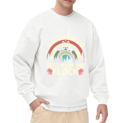Sistermingo Best Sis In The Flock Flamingo Heart Crewneck Sweatshirt | Retro Sister Gift Pullover, Wildlife Design