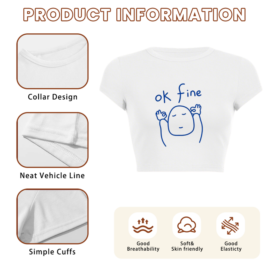 Ok Fine Meme Minimal Line Art Chill Crop Top