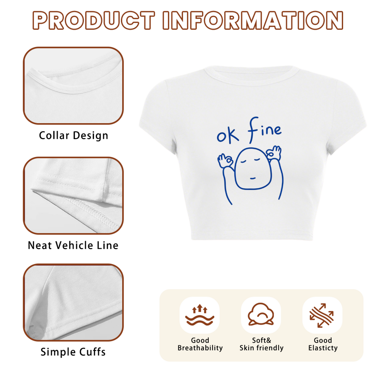 Ok Fine Meme Minimal Line Art Chill Crop Top